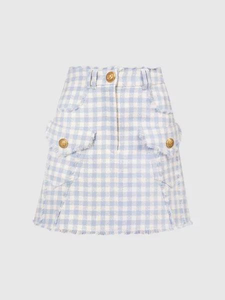 Клетчатая твидовая юбка Balmain