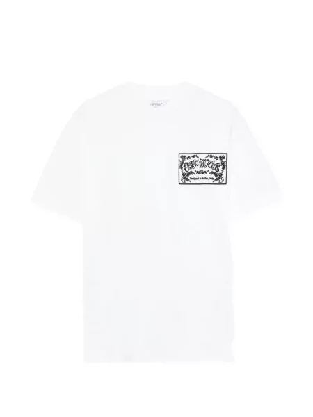 Tricou Off-white cu broderie cu model paisley alb