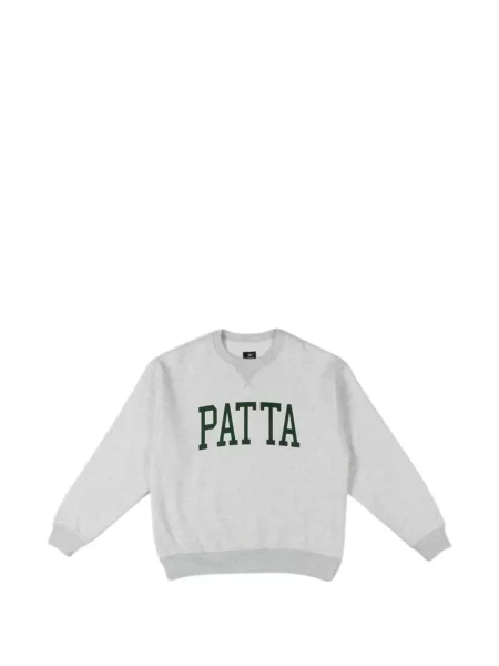 Hanorac crewneck Patta cu imagine cu decolteu rotund gri