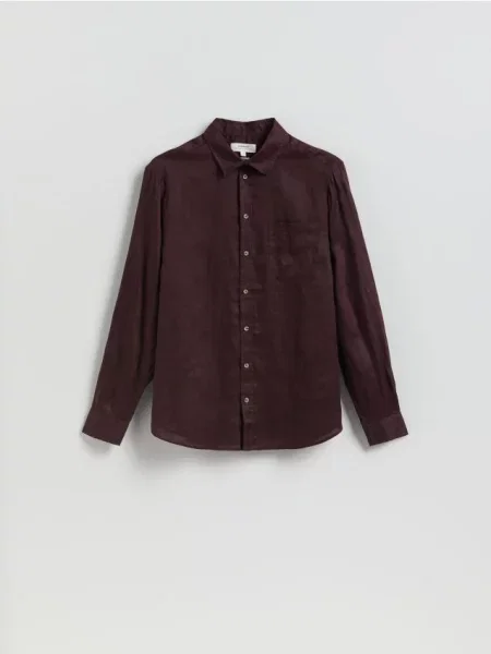 Reserved Cămașă regular fit din in maro