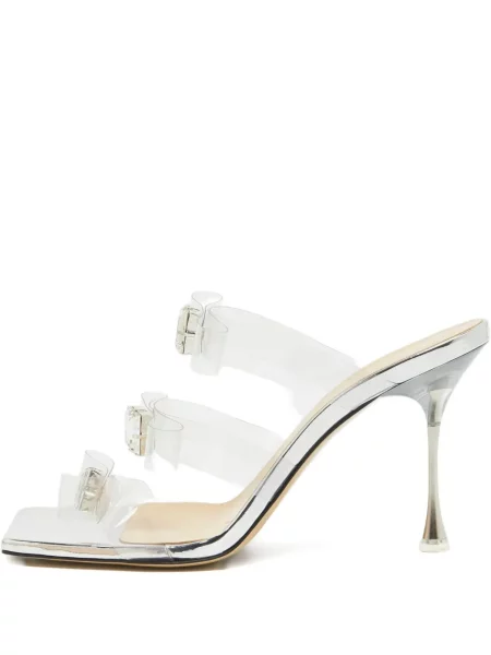 Sandály Mach & Mach s mašlí stříbrné