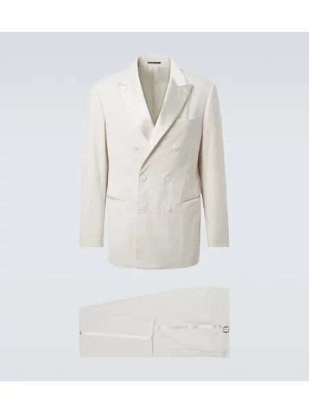 Costum Brunello Cucinelli de catifea cord de costum alb