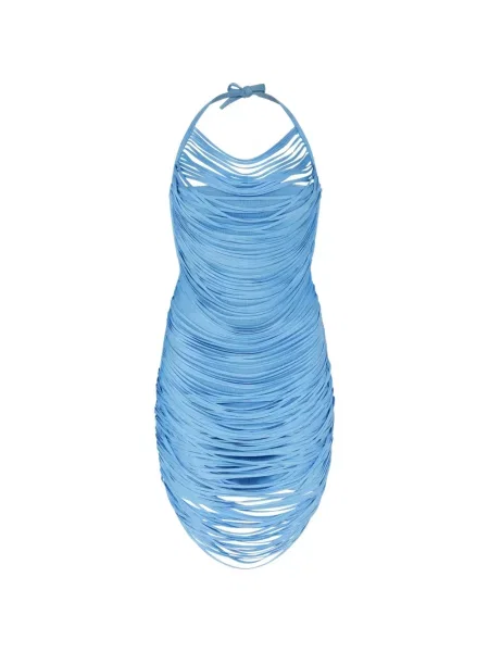 Rochie mini David Koma cu gât halter cu bretele albastru