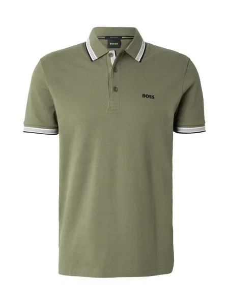 BOSS Tricou Paddy kaki / negru alb