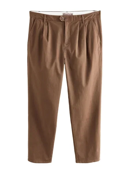 Next Hlače z naborki svetlo rjava