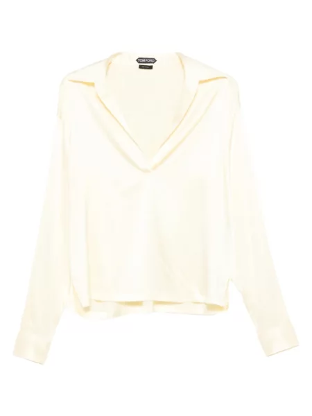 Cămașă Tom Ford cu decolteu în V galben