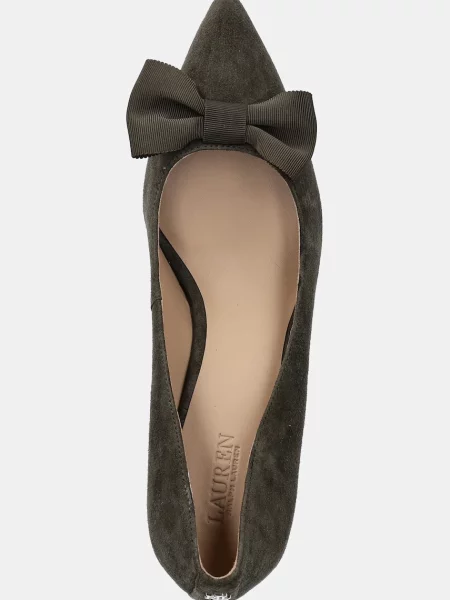 Замшевые туфли Lauren Ralph Lauren с бантом зеленые
