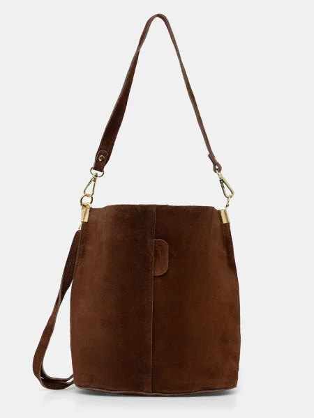 Answear.LAB geanta de mana din piele intoarsa maro