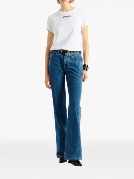 Tricou Balmain cu broderie alb