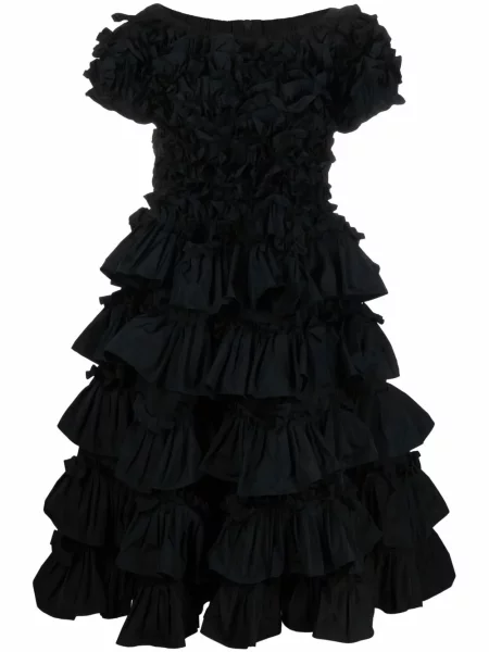 Rochie Red Valentino cu volane evazată de costum negru