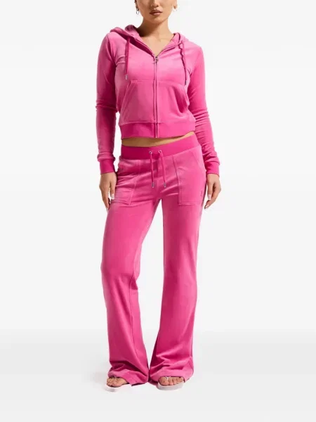 Είδος βελούδου τρέξιμο παντελόνι Juicy Couture με χαμηλή μέση ροζ