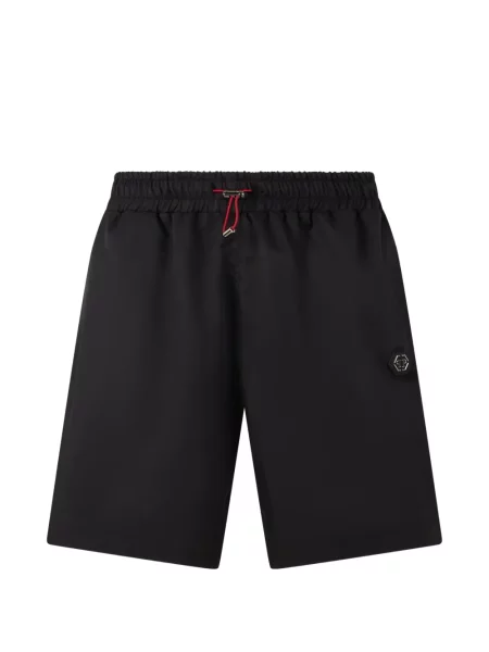 Pantaloni scurți Philipp Plein cu dungi cu autograf cu cordon negru