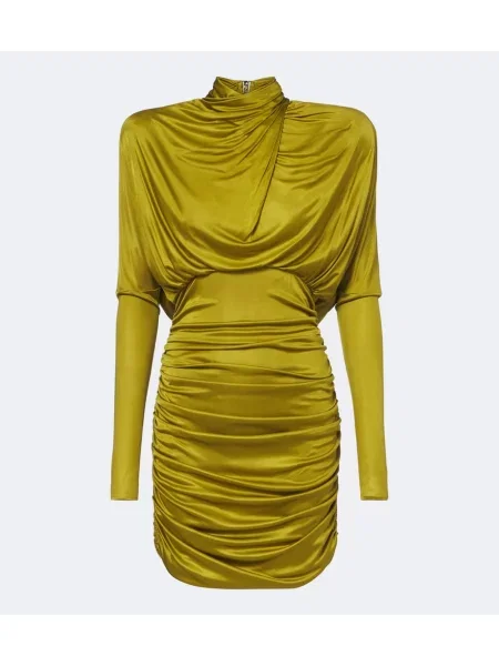 Rochie Balmain din jerseu drapată cu spatele deschis verde