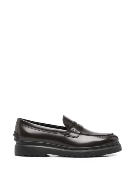 Pantofi loafer Tod's din piele cu autograf maro