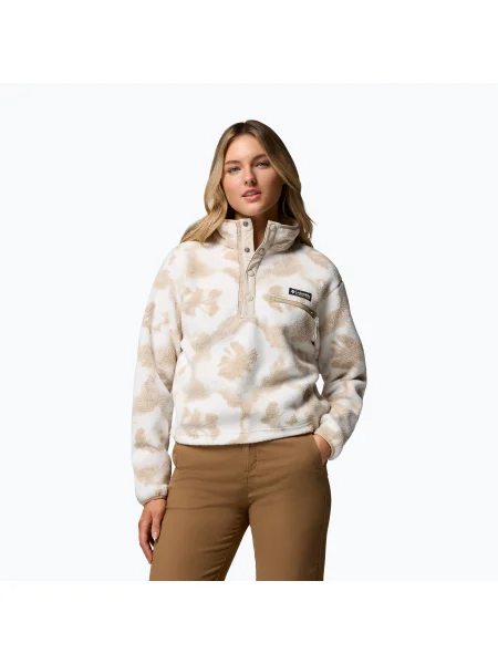 Bluză polar pentru femei Columbia Helvetia II Printed Cropped Half Snap seasalt/sprayflower