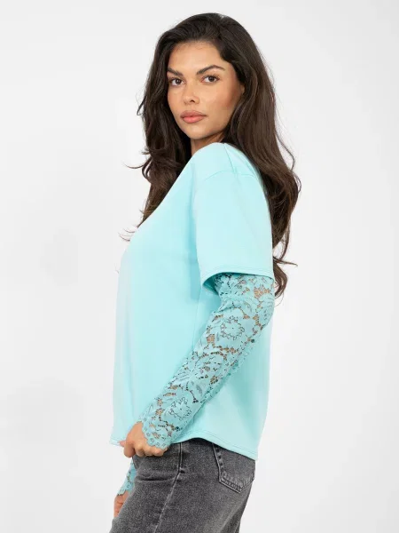 Блуза Factory Price с дантела дантелени ръкави сиво