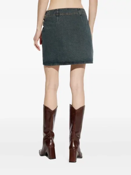 Fusta mini Samsøe Samsøe cu cataramă albastru