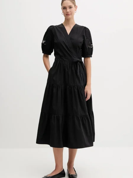 Dkny rochie din midi evazați negru