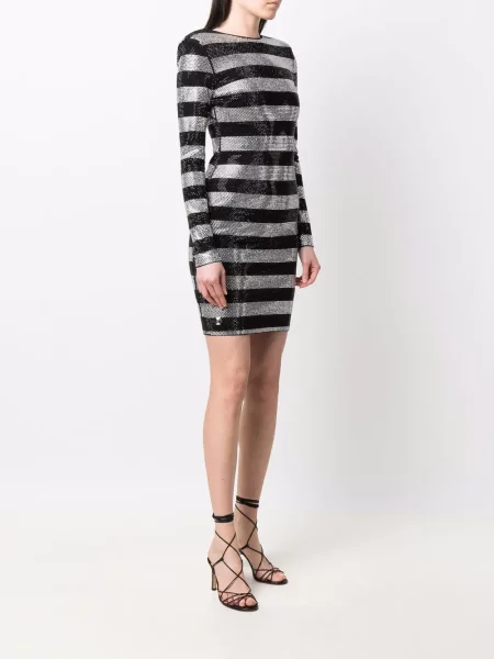 Křišťálové oblekové mini mini šaty Philipp Plein černé