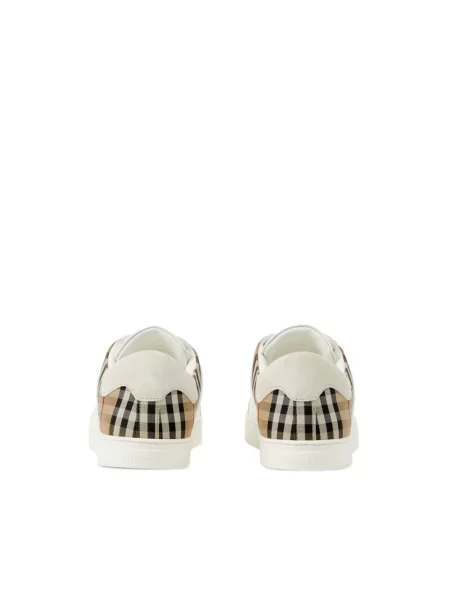 Sneakersy Burberry skórzane w kratę retro białe