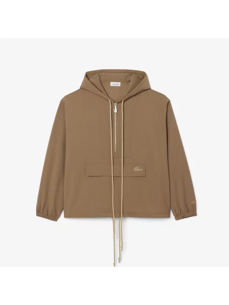 Lacoste Kurtka Half Zip Oversize Brązowa beżowy