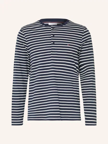 Tommy Hilfiger Henley Tričko tmavě modrá bílá