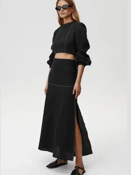 Льняна блузка Undress Code Selene Shirt однотонна чорний