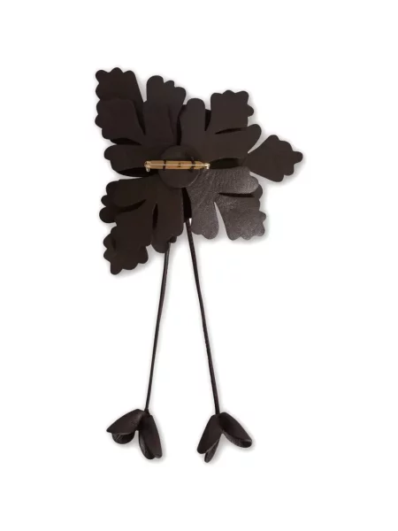 Brosa Alberta Ferretti din piele cu model floral maro