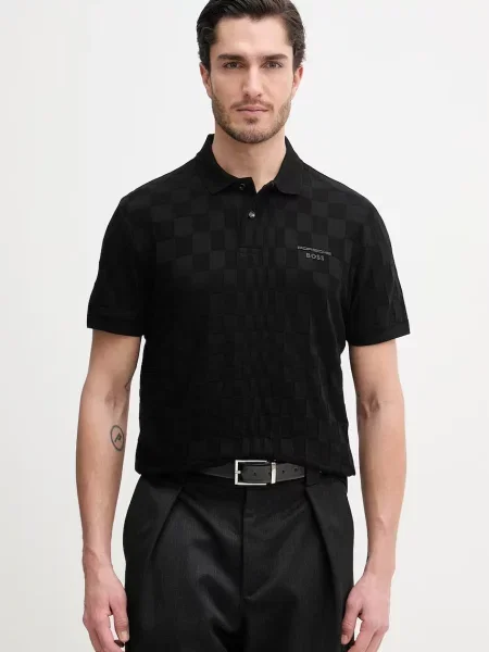 BOSS Green polo bărbați din BOSS X PORSCHE negru