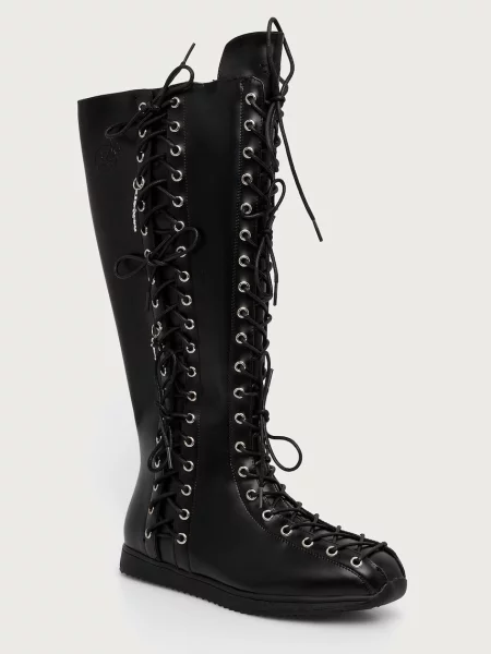 Koi Footwear Numinous Lace Up Charm Long Boots cizme pentru femei negru