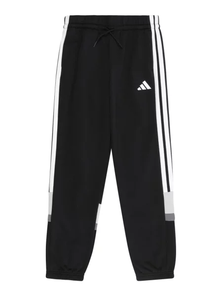 ADIDAS SPORTSWEAR Športové nohavice SEASONAL ESSENTIALS TIBERIO 3 STRIPES FLEECE sivá / svetlosivá / čierna biela