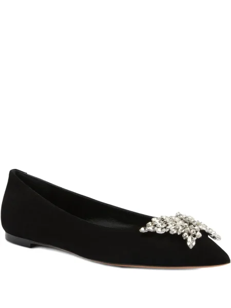 Semišové křišťálové baleríny Giuseppe Zanotti černé