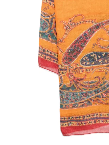 Fular Etro cu imagine cu model paisley portocaliu