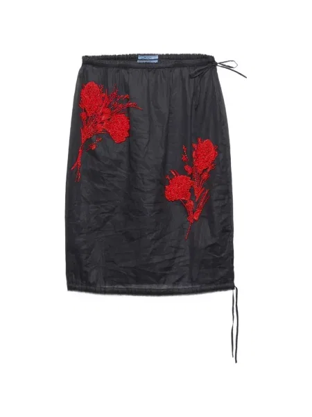 Fustă midi Prada cu broderie negru