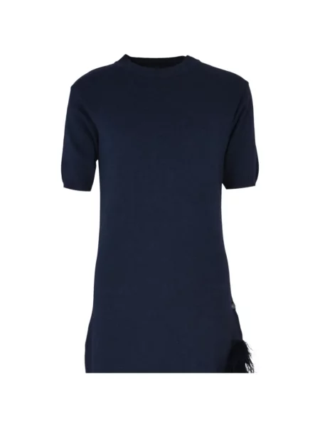 Rochie midi Izaak Azanei cu pene albastru