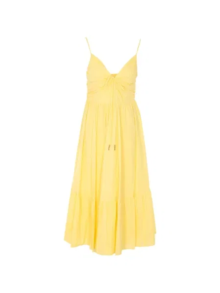 Rochie Michael Michael Kors cu decolteu în V de costum cu bretele galben
