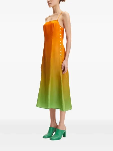 Rochie Samsøe Samsøe de mătase cu gradient de costum portocaliu