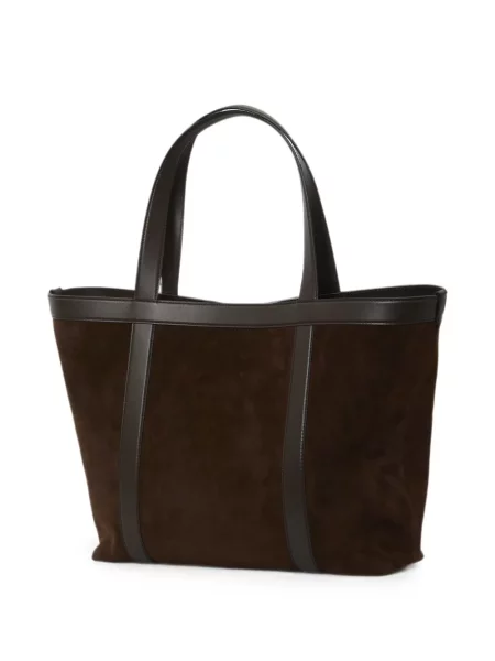Τσάντα shopper Dolce & Gabbana σουέτ με αγκράφα καφέ