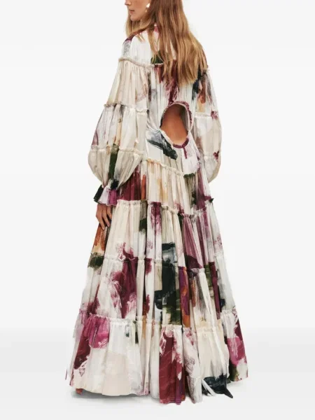 Długa sukienka maxi Aje z falbankami garniturowa