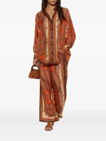 Pantaloni Zimmermann cu model paisley portocaliu
