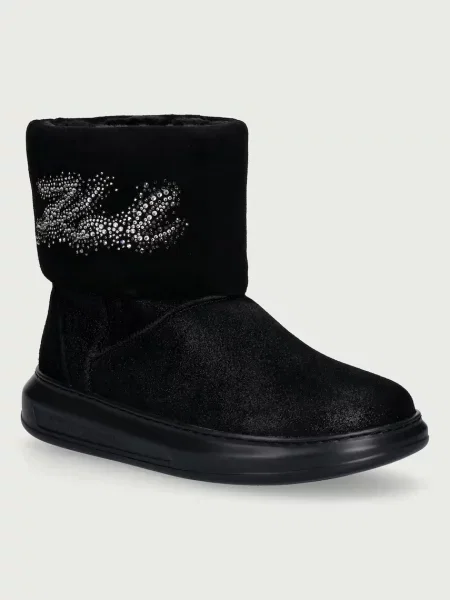 Karl Lagerfeld Kapri cizme de zăpadă pentru femei din piele întoarsă negru
