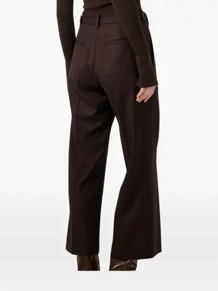 Pantaloni Barbara Bui cu cataramă de flanelă maro