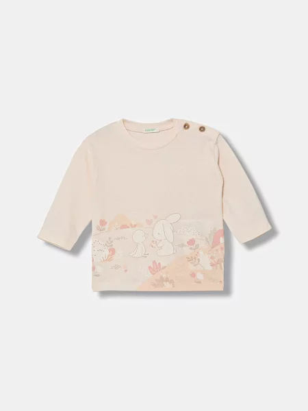 United Colors of Benetton tričko s dlouhým rukávem béžové
