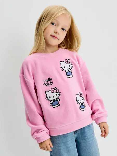 Sinsay Mikina s kulatým výstřihem s potiskem Hello Kitty růžová