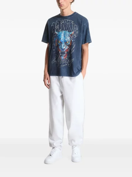 Tricou Nike cu imagine din fleece cu dungi de tigru albastru