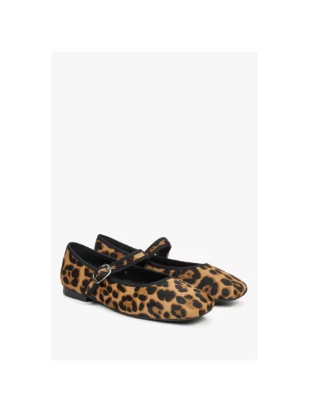 Ворсисті балетки з леопардовим принтом Estro коричневі