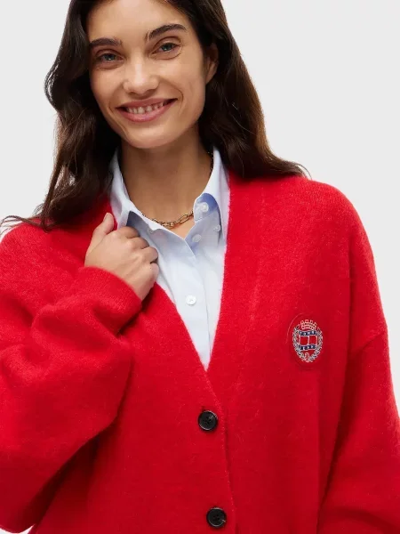 Вовняний кардиган Tommy Jeans червоний