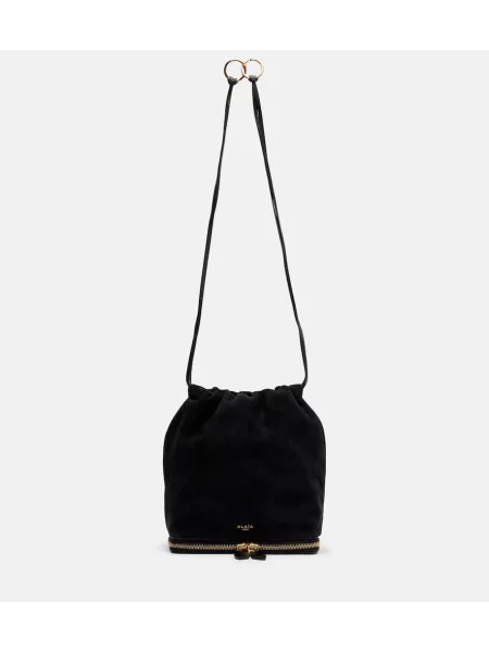 Geantă bucket Alaïa din piele de căprioară negru