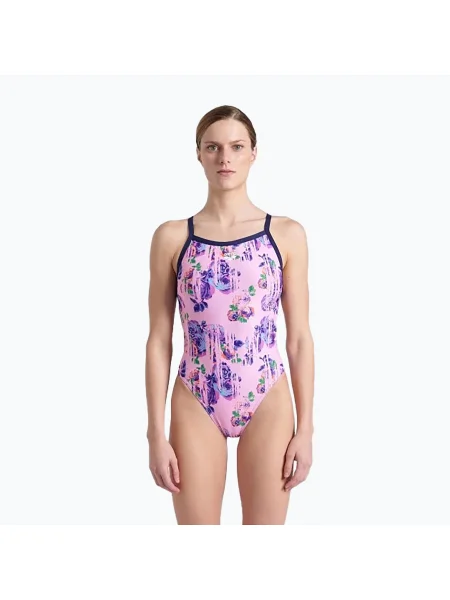Női egyrészes fürdőruha arena Rose Texture fürdőruha Xcross Back multi rózsaszín/navy. Méret: 36 rózsaszín