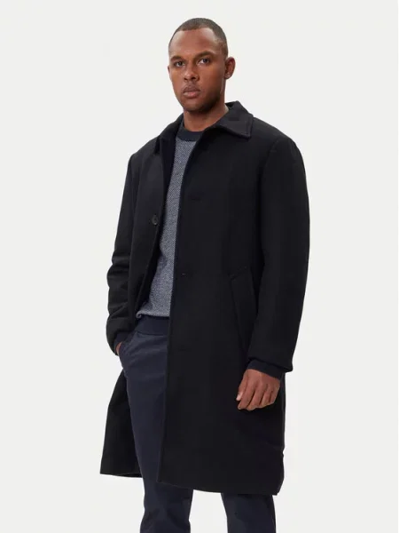 Armani Exchange Volneni plašč Mornarsko modra